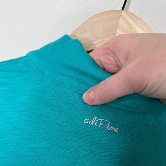 AdiPure By Adidas Mens Medium Green Golf Quarter-Zip Pullover - Picture 7 of 12